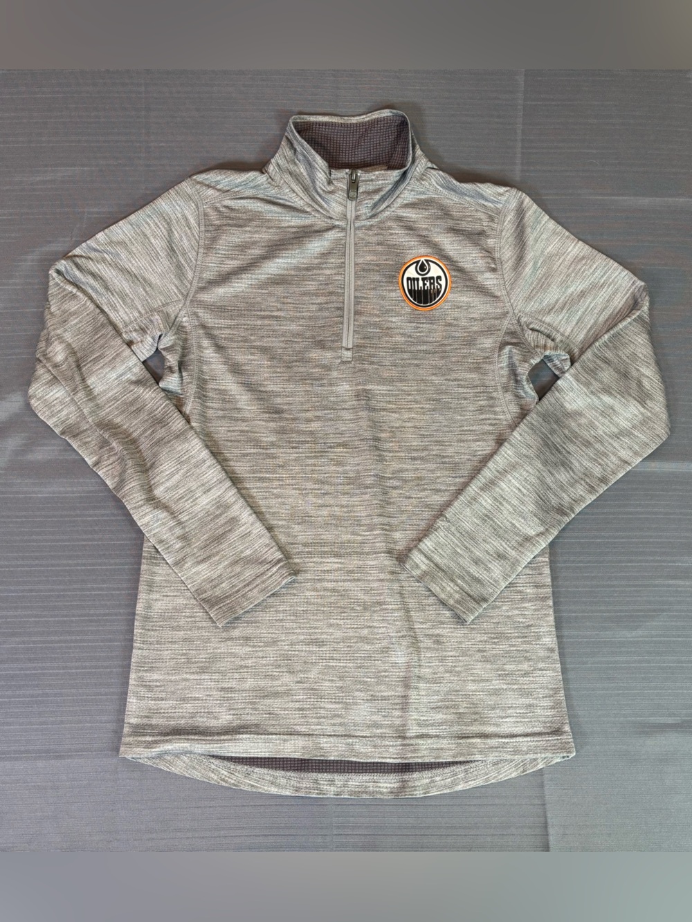 Edmonton Oilers NHL Youth XL 1/4 Zip Performance Pullover Grey 18/20